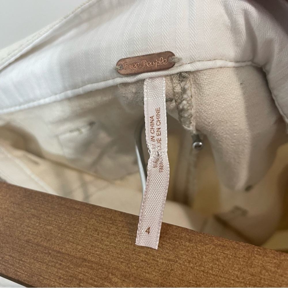 Free People Wide Leg Buckle Strap In Back Beige High Waist Carpenter Pant Size 4 - Picture 5 of 5